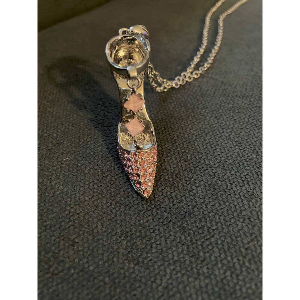 Faux Diamond Stiletto High Heel Charm Necklace